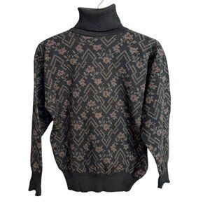 Women's Tricots St. Raphael vintage wool turtleneck sweater, multi, size S